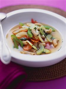 Asian style minestrone with spelt noodles