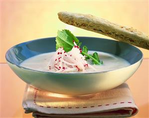 Radish soup with savoury sticks