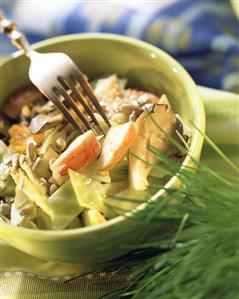 Grilled oyster mushrooms with vegetables and fruit