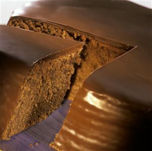 Sacher torte, a piece cut