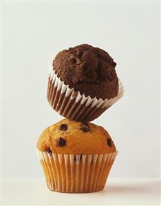 Chocolate Chip Muffin Under a Chocolate Muffin