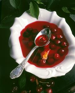 A plate of cherry soup