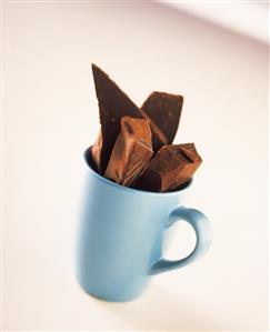 Pieces of chocolate in a cup