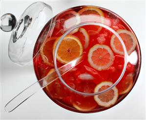 Sangria in a punch bowl