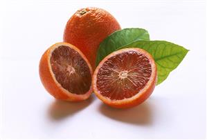 Blood oranges, whole and halved (2)