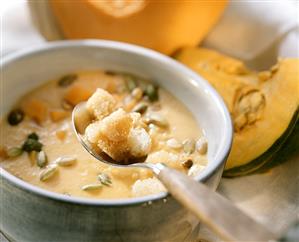 Cream of pumpkin soup with croutons (2)