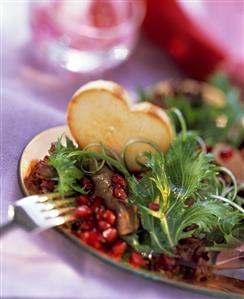 Pomegranate and Baby Greens with Duck Liver