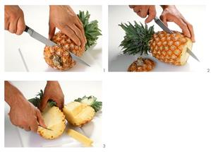 Cutting pineapple