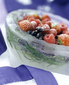 Fresh berries in an ice bowl