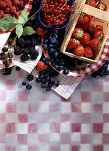 Fresh red and blue berries