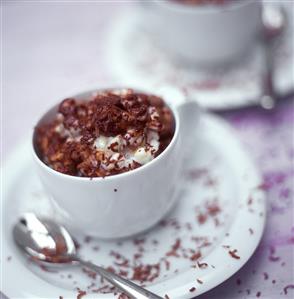 Rice pudding with grated chocolate