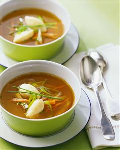 Vegetable bouillon with cheese dumplings