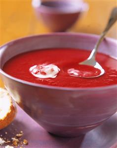 Tomato soup with crème fraiche