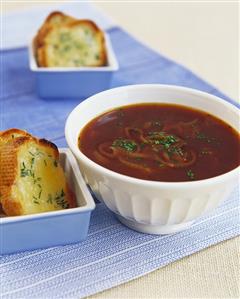 Ox-tail soup with toast