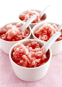 Watermelon sorbet in small bowls