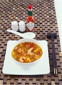 Shrimp soup with sweet potatoes and pumpkin (1)