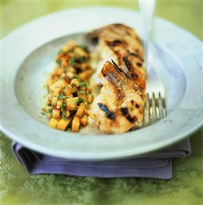 Grilled shrimps with mango casserole (1)