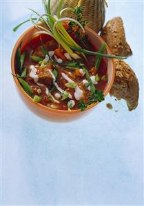 Fish soup with tomatoes, beans and sour cream (2)