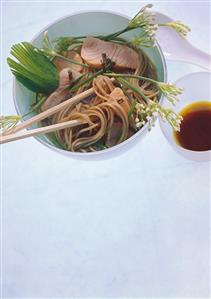 Japanese noodle soup with salmon and chives (1)