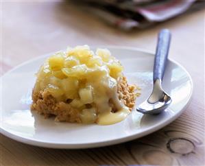 Apple crumble with custard