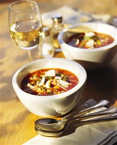 Seafood soup with parmesan