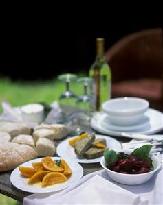 Lady's lunch with preserved oranges, beetroot pickle etc