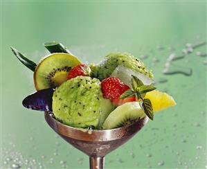 Kiwi fruit sorbet with Aloe and fresh fruit