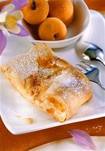 Quark and apricot strudel with ebly wheat