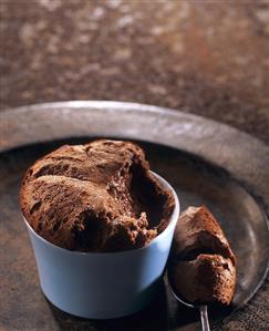 Nutella soufflé in the baking dish