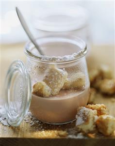 Blood orange pudding with caramelised sponge cubes