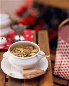 Noodle soup with beef from Bavaria