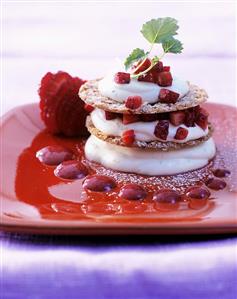 Millefeuille with buttermilk mousse and strawberries