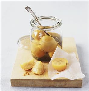 Pickled lemons in jar