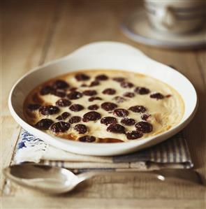 Cherry clafouti with icing sugar