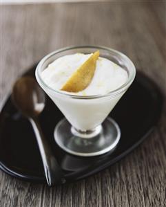 Lemon quark with wedge of pear