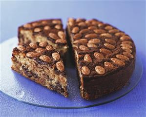 Fig and almond cake with chocolate icing