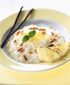 Sweet risotto with pine nuts and caramelised melon