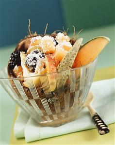 Fruit salad with grated coconut