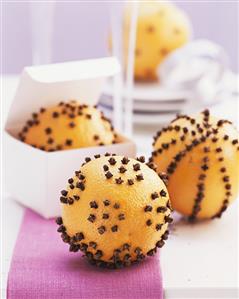 New Year's Eve decoration: oranges studded with cloves