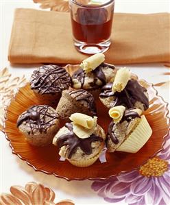 Marzipan muffins and red wine muffins