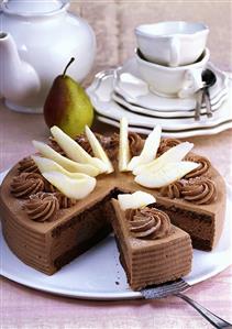 Chocolate pear gateau