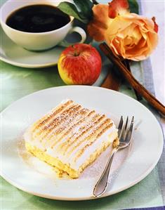 Cinnamon apple slice, cup of coffee