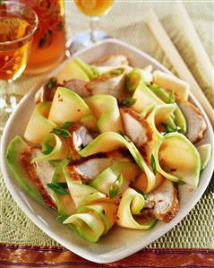 Chicken and melon salad with spring onions