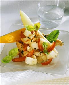 Tomato and melon salad with turkey