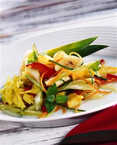 Vegetable salad with pineapple and banana