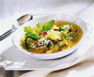 Potato and leek soup with rice