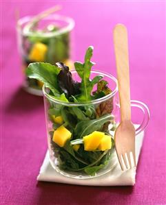 Salad leaves with mango