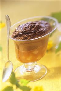 Mousse au chocolat with pears