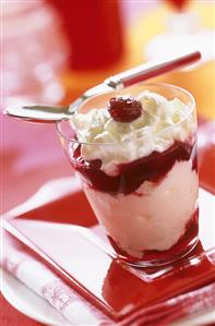 Crème Chantilly with cherries and cream