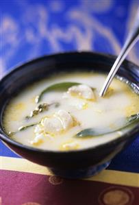 Garlic soup with sage and thyme